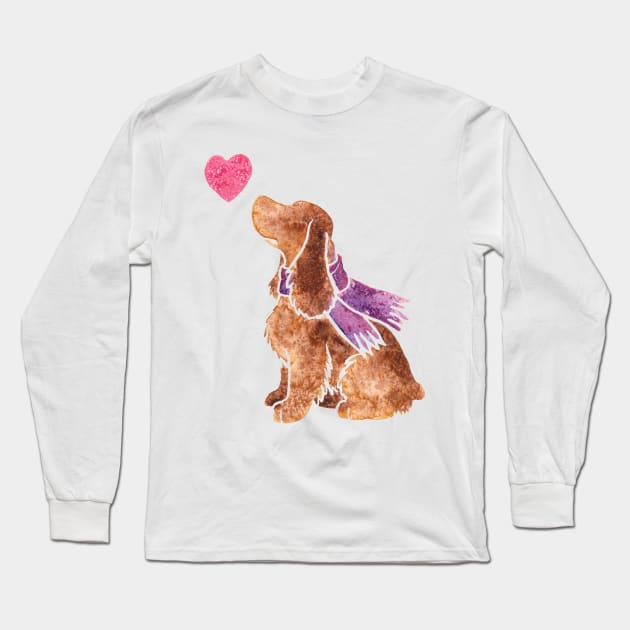 Watercolour Cocker Spaniel Long Sleeve T-Shirt by animalartbyjess